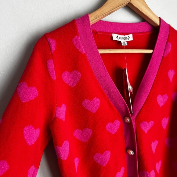Nanette Lepore Womens Button Front Crop V-Neck Cardigan XTRA-SMALL Heart Pink - Picture 4 of 10